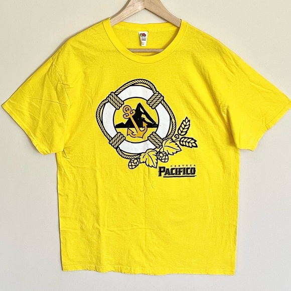 NEW Cerveza Pacifico Beer Graphic Yellow T Shirt Adult size Large - Picture 2 of 8